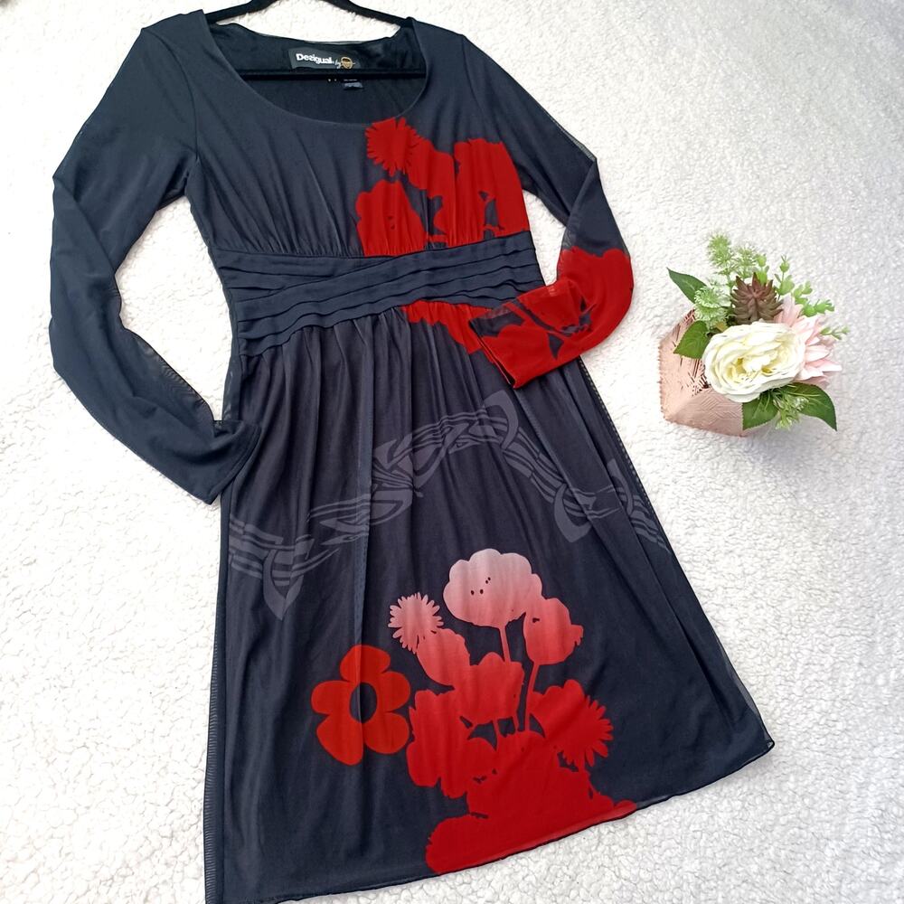 Desigual Lacroix Suecia Black Red Floral Dress
